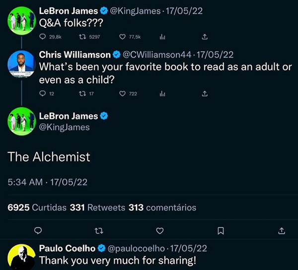 Conversa de Lebron James no Twitter